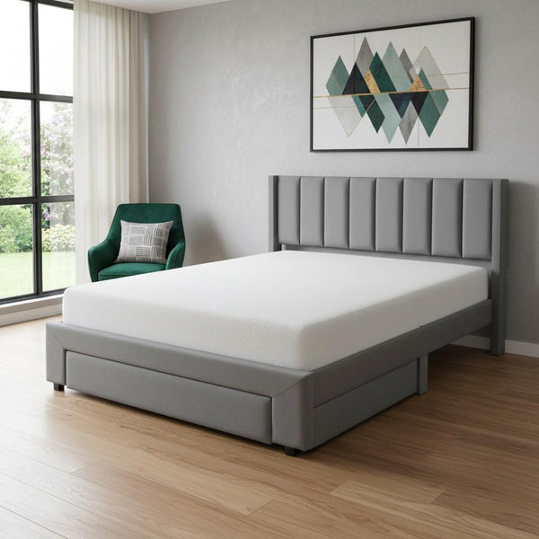 HomeRoots Gray Tufted Velvet Upholstered Queen Bed Frame - Stylish, Durable Design for Ultimate Comfort and Elegance 592934