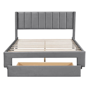HomeRoots Gray Tufted Velvet Upholstered Queen Bed Frame - Stylish, Durable Design for Ultimate Comfort and Elegance 592934