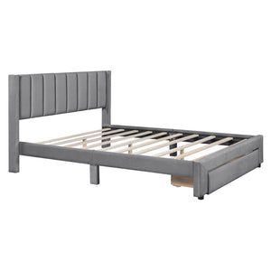 HomeRoots Gray Tufted Velvet Upholstered Queen Bed Frame - Stylish, Durable Design for Ultimate Comfort and Elegance 592934