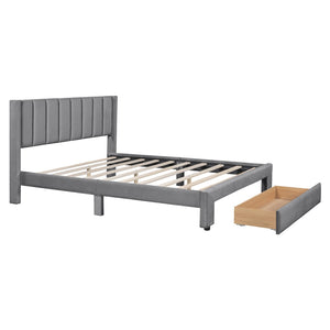 HomeRoots Gray Tufted Velvet Upholstered Queen Bed Frame - Stylish, Durable Design for Ultimate Comfort and Elegance 592934