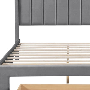 HomeRoots Gray Tufted Velvet Upholstered Queen Bed Frame - Stylish, Durable Design for Ultimate Comfort and Elegance 592934