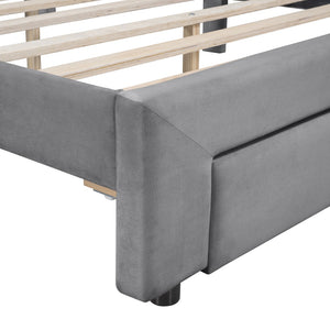 HomeRoots Gray Tufted Velvet Upholstered Queen Bed Frame - Stylish, Durable Design for Ultimate Comfort and Elegance 592934