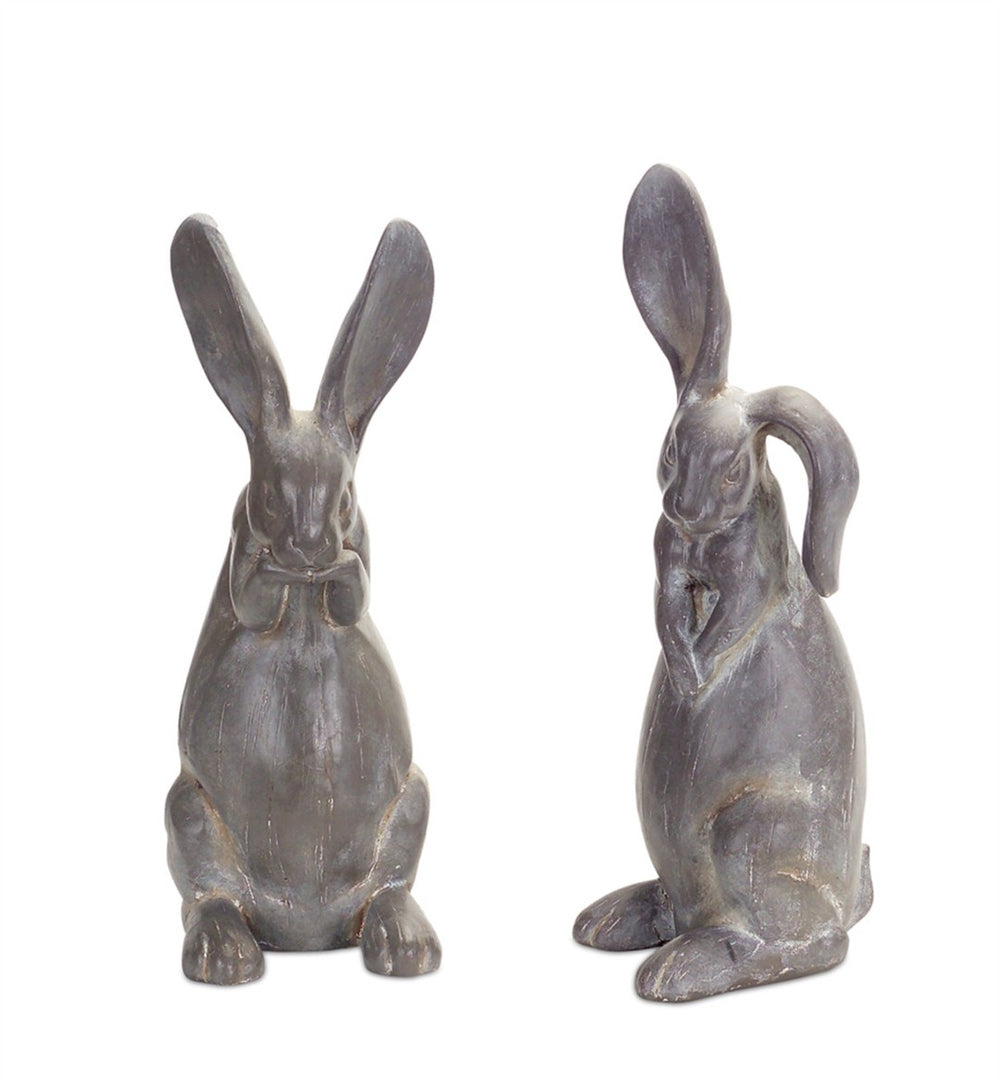 HomeRoots Set of Two Gray Cement Figurine Sculptures – Modern Tabletop Accents for Home Décor & Gift Ideas 592941