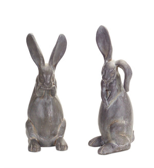 HomeRoots Set of Two Gray Cement Figurine Sculptures – Modern Tabletop Accents for Home Décor & Gift Ideas 592941
