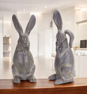 HomeRoots Set of Two Gray Cement Figurine Sculptures – Modern Tabletop Accents for Home Décor & Gift Ideas 592941