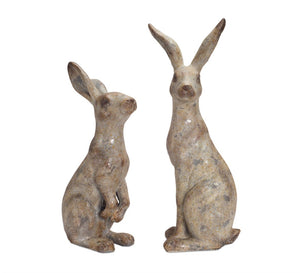 HomeRoots Set of Two Gray Polyresin Figurines – Modern Minimalist Tabletop Sculptures for Home Décor Elegance 592943