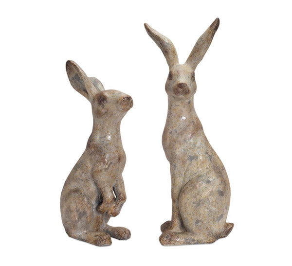 HomeRoots Set of Two Gray Polyresin Figurines – Modern Minimalist Tabletop Sculptures for Home Décor Elegance 592943