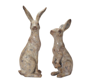 HomeRoots Set of Two Gray Polyresin Figurines – Modern Minimalist Tabletop Sculptures for Home Décor Elegance 592943