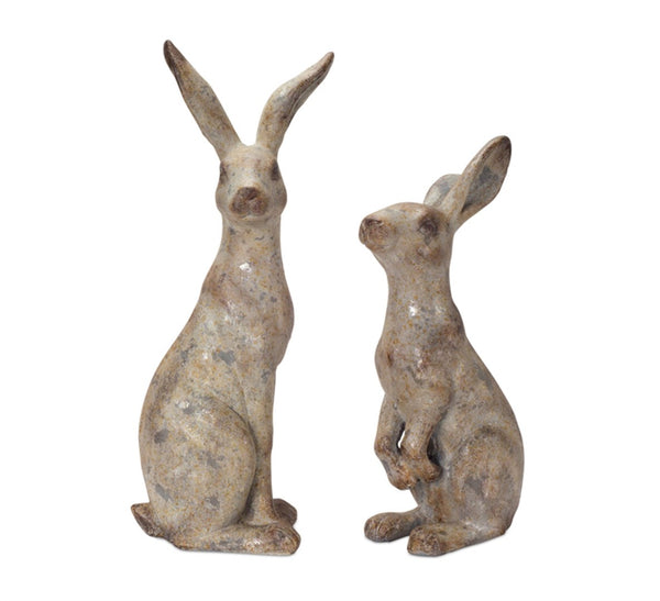 HomeRoots Set of Two Gray Polyresin Figurines – Modern Minimalist Tabletop Sculptures for Home Décor Elegance 592943