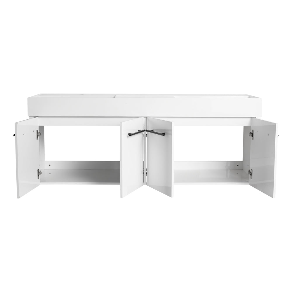 English Elm 60 Inch Wall-Mounted Bathroom Vanity With Double Resin Sink, Modern Design For Space-Saving Style W999S00252
