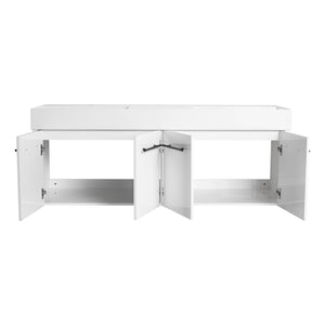 English Elm 60 Inch Wall-Mounted Bathroom Vanity With Double Resin Sink, Modern Design For Space-Saving Style W999S00252