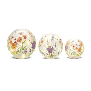 HomeRoots Set of Three Green Glass Orbs - Elegant Decorative Tabletop Sculptures for Modern Home Decor 592961