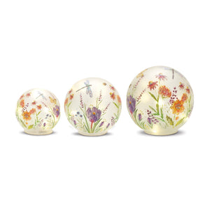 HomeRoots Set of Three Green Glass Orbs - Elegant Decorative Tabletop Sculptures for Modern Home Decor 592961