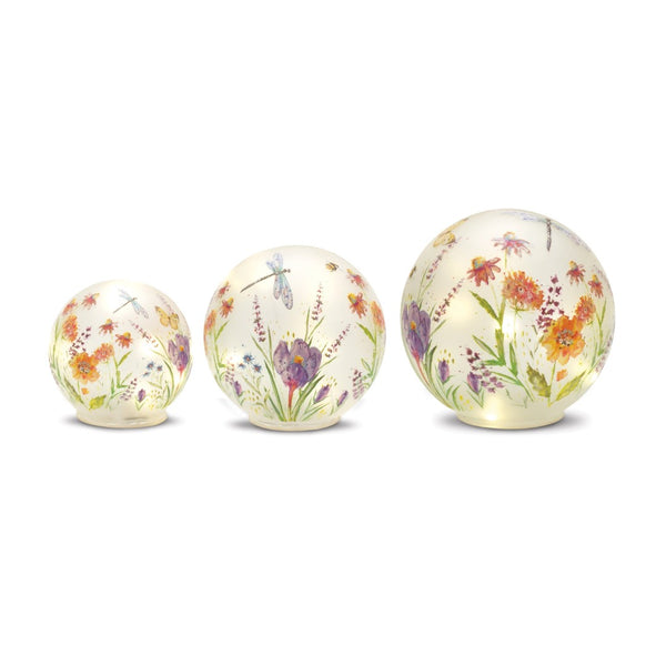 HomeRoots Set of Three Green Glass Orbs - Elegant Decorative Tabletop Sculptures for Modern Home Decor 592961