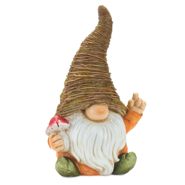 HomeRoots Set of Two Whimsical Brown Polyresin Gnome Sculptures for Rustic Home Decor & Gift Giving 592995