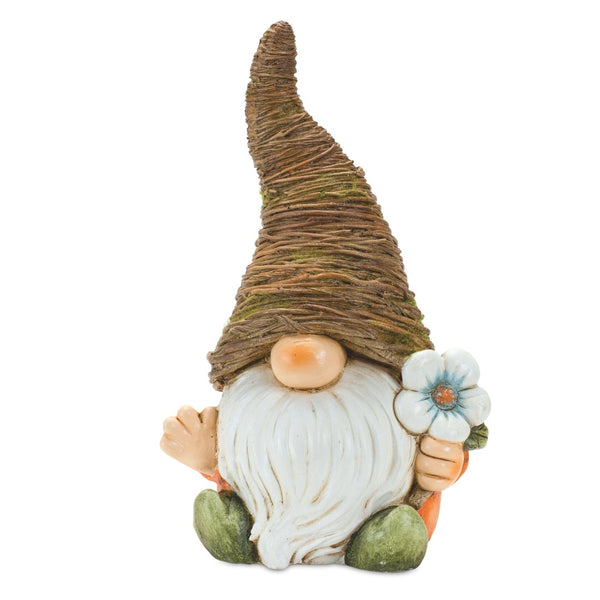 HomeRoots Set of Two Whimsical Brown Polyresin Gnome Sculptures for Rustic Home Decor & Gift Giving 592995