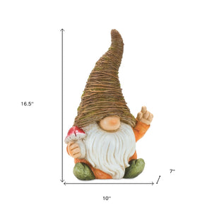 HomeRoots Set of Two Whimsical Brown Polyresin Gnome Sculptures for Rustic Home Decor & Gift Giving 592995
