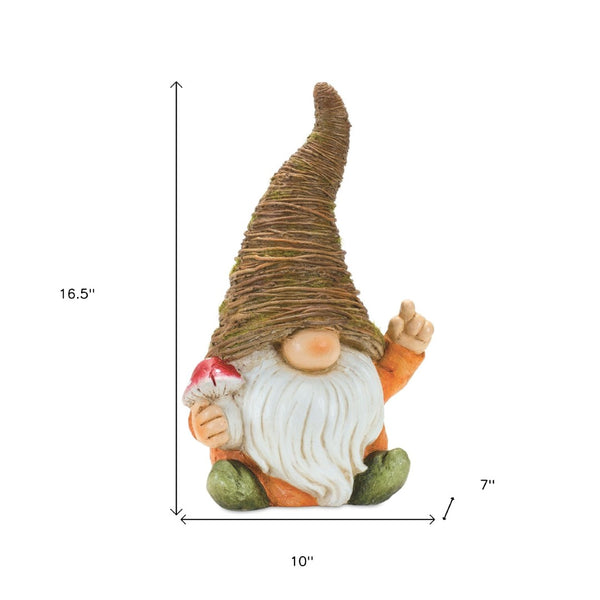 HomeRoots Set of Two Whimsical Brown Polyresin Gnome Sculptures for Rustic Home Decor & Gift Giving 592995