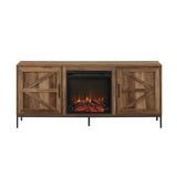 Walker Edison Modern Farmhouse Barn Door Fireplace TV Stand for 65