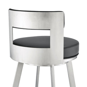English Elm Flynn Swivel Barstool Faux Leather Cushion Matte Black Frame for Kitchen Island B2736P464830