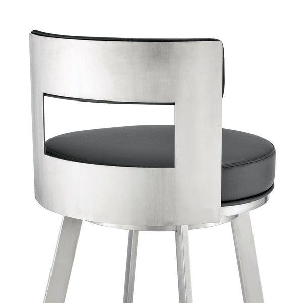 English Elm Flynn Swivel Barstool Faux Leather Cushion Matte Black Frame for Kitchen Island B2736P464830