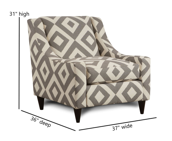 Fusion Sugarshack Elegant Square Charcoal Accent Chair With Reversible Cushion For Stylish Living Spaces Grey,White W,73% Solspun,27% Cotton 592 Square Charcoal Accent Chair