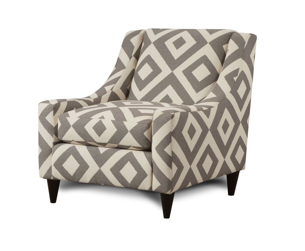 Fusion Sugarshack Elegant Square Charcoal Accent Chair With Reversible Cushion For Stylish Living Spaces Grey,White W,73% Solspun,27% Cotton 592 Square Charcoal Accent Chair