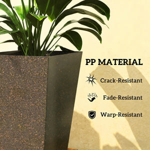 English Elm Set of 3 Tall Square Faux Marble Column Planters for Patio Entryway or Balcony Brown T3971P440164