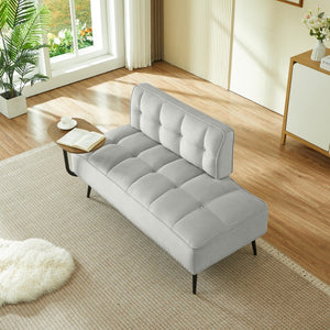 English Elm 54-inch Velvet Tufted Loveseat with Rotating Tray Table Nailhead Trim Compact Seating Gray W1359P438155