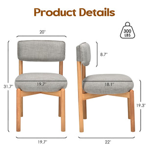 English Elm Modern Linen Upholstered Dining Chair Set Solid Wood Cross Base Removable Back Khaki T3623P466006