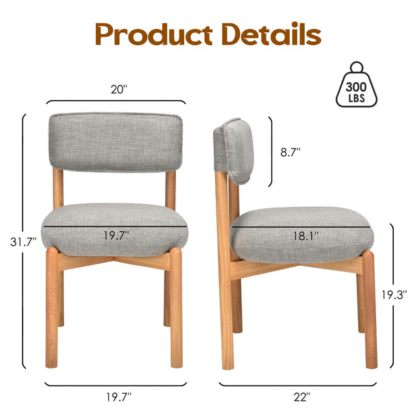 English Elm Modern Linen Upholstered Dining Chair Set Solid Wood Cross Base Removable Back Khaki T3623P466006
