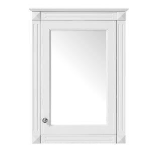 English Elm 20" Medicine Cabinet with Mirror — Space-Saving Wall-Mounted Bathroom Storage with Adjustable Shelf, Modern Carved Design White N710P317680K