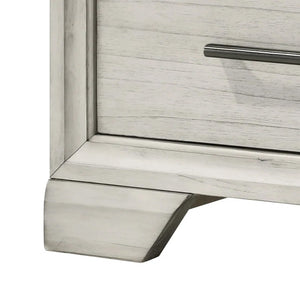 English Elm Jeni Two Drawer Wood Nightstand Rustic White Finish with Chrome Pulls Bedroom Storage B056P417052