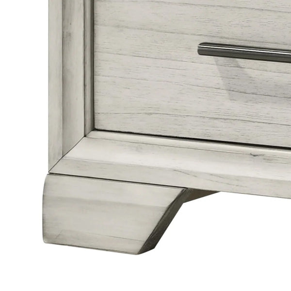 English Elm Jeni Two Drawer Wood Nightstand Rustic White Finish with Chrome Pulls Bedroom Storage B056P417052