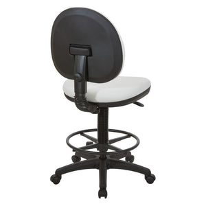 OSP Home Furnishings Sculptured Ergonomic Drafting Chair with Lumbar Support Padded Seat and Adjustable Footring Snow DC550-R101