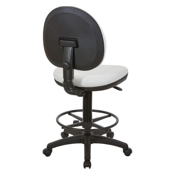 OSP Home Furnishings Sculptured Ergonomic Drafting Chair with Lumbar Support Padded Seat and Adjustable Footring Snow DC550-R101