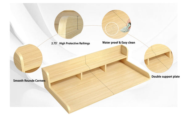 English Elm Washer Dryer Oak Wood Countertop Shelf Organizer with Raised Edge Laundry Room W2641P309102