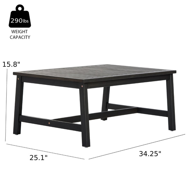 English Elm 2 Piece Outdoor Acacia Wood Loveseat and Coffee Table Set with Textilene Weave Cushions Dark Grey,White+Black N768P368824D