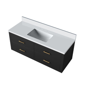 English Elm Black Single Bath Vanity 48" W X 22" D With Elegant White Quartz Top - Fully Assembled & Stylish B2731P257993
