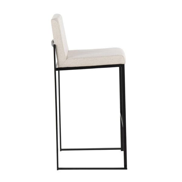 English Elm Contemporary High Back Upholstered Barstool Set with Black Steel Frame for Kitchen B202P222182
