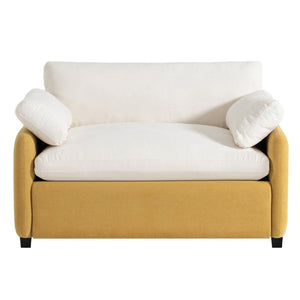 English Elm 50*43" Oversized Chenille Armchair Deep Lounge Seat Modern Minimalist Living Room Chair Cream,Yellow N723S5042L