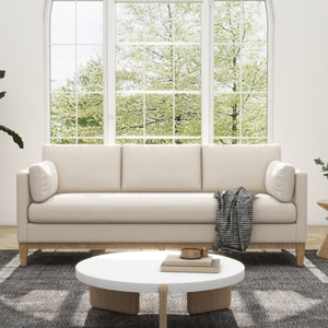 English Elm Knox 84" Modern Farmhouse Sofa, French Beige Performance Velvet