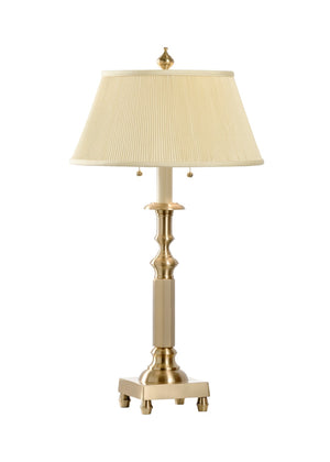 Wildwood Octagon Antiqued Cast Brass Candlestick Lamp — 29" Octagonal Column, Vintage Patina Ambient Light 593