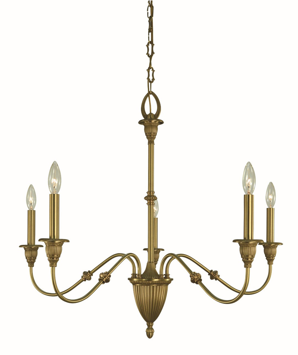 Framburg 5-light Brushed Brass Hinsdale Chandelier - Handcrafted Elegance For Dining Spaces, Usa-made Quality Brushed Brass Metal 5930 Br