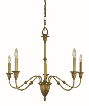 Framburg 5-light Brushed Brass Hinsdale Chandelier - Handcrafted Elegance For Dining Spaces, Usa-made Quality Brushed Brass Metal 5930 Br