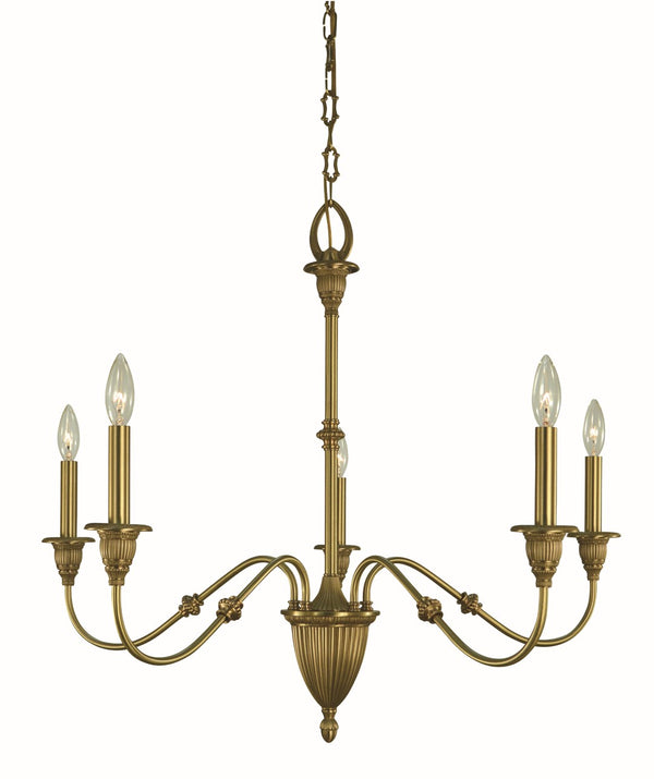 Framburg 5-light Brushed Brass Hinsdale Chandelier - Handcrafted Elegance For Dining Spaces, Usa-made Quality Brushed Brass Metal 5930 Br