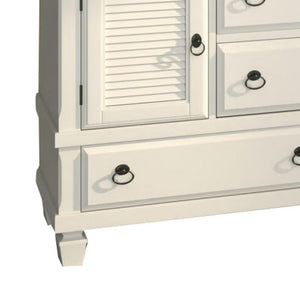 English Elm Pine Solid Wood Dresser Six Drawers Two Cabinets White Finish Bedroom Storage B056P416767