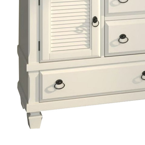English Elm Pine Solid Wood Dresser Six Drawers Two Cabinets White Finish Bedroom Storage B056P416767
