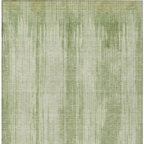 Homeroots 3' Artichoke Green And Ivory Striped Washable Area Rug For Indoor Or Outdoor Spaces, Durable Design 3' X 5' Polyester 593036