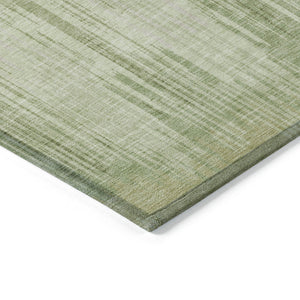 Homeroots 3' Artichoke Green And Ivory Striped Washable Area Rug For Indoor Or Outdoor Spaces, Durable Design 5' X 8' Polyester 593037